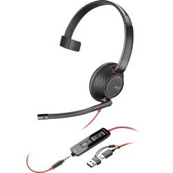 HP Poly Blackwire C5210 Headset otevřená (On Ear) kabelová mono černá Potlačení hluku headset, regulace hlasitosti, Vypnutí zvuku mikrofonu Počítače