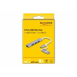 Delock 64214 USB Hub 4 porty USB-A USB 3.2 Gen1 5 GBit/s s konektorem USB C stříbrná 64214
