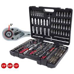 KS Tools KS TOOLS CHROMEplus - Knarre - 195 Stücke - 1/4, 1/2, 3/8 sada nástrčných klíčů, metrický, 1/4 (6,3 mm), 195-dílný, 918.0795