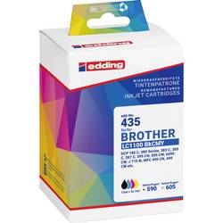 Edding Ink náhradní Brother LC-1100BK, LC-1100C, LC-1100M, LC-1100Y kompatibilní kombinované balení černá, azurová, purppurová, žlutá EDD-435 18-435