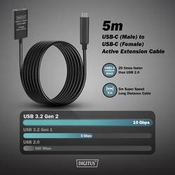 Digitus USB kabel USB 3.2 Gen2, USB 3.2 Gen2, USB 3.2 Gen1, USB 3.2 Gen1, USB 3.1 Gen2, USB 3.1 Gen1, USB 3.0 USB-C®, USB-C ® zásuvka, USB-C ® zástrčka 5.00 m