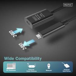 Digitus USB kabel USB 3.2 Gen2, USB 3.2 Gen2, USB 3.2 Gen1, USB 3.2 Gen1, USB 3.1 Gen2, USB 3.1 Gen1, USB 3.0 USB-C®, USB-C ® zásuvka, USB-C ® zástrčka 5.00 m