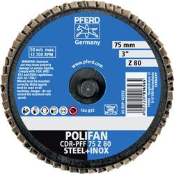 PFERD TOOLS 47202536 CDR PFF 75 Z 80 vějířovitý brusný kotouč Průměr 75 mm Zrnitost 80 Slitina na bázi kobaltu, bronz, titan, měď, mosaz, nerezová ocel, Šedá /