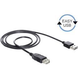 Delock USB kabel USB 2.0 USB-A zástrčka, USB-A zásuvka 1.00 m černá oboustranně zapojitelná zástrčka, pozlacené kontakty, UL certifikace 83370