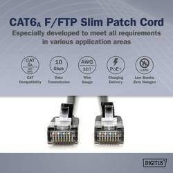 Digitus DK-1632-A-020S-BL RJ45 síťové kabely, propojovací kabely CAT 6A F/FTP 2 m černá barevně rozlišený, stíněný, točený drát, S průchodkou chránící proti