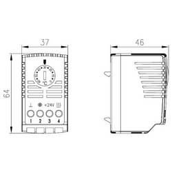 Elmeko skříňový rozvaděč-termostat TES 60 24 V/DC 1 přepínací kontakt (d x š x v) 37 x 64 x 46 mm 1 ks