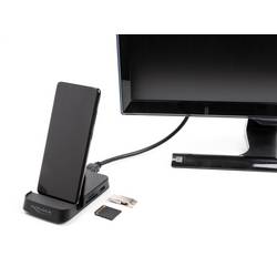 Delock 88018 USB-C®, USB 2.0, HDMI™ stojanová nabíječka na mobil černá Vhodné pro mobil: Smartphones mit USB-C Anschluss