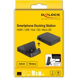 Delock 88018 USB-C®, USB 2.0, HDMI™ stojanová nabíječka na mobil černá Vhodné pro mobil: Smartphones mit USB-C Anschluss