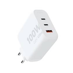 XTORM Ultra Wall USB nabíječka, GaN, 2x USB-C®, 1x USB A , 100 W, Quick Charge 3.0, bílá