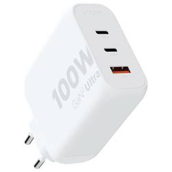 XTORM Ultra Wall USB nabíječka, GaN, 2x USB-C®, 1x USB A , 100 W, Quick Charge 3.0, bílá