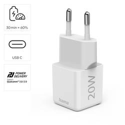 Hama USB nabíječka, USB Power Delivery (USB-PD) , 1x USB-C®, 20.00 W, Dodávka energie, bílá