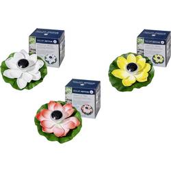 FIAP 3206-5 SOLAR ACTIVE WaterLily 3er SET solární dekorativní osvětlení sada 3 ks LED pevně vestavěné LED bílá, žlutá, červená