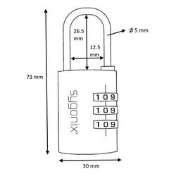 Sygonix SY-6932310 visací zámek 30 mm 3-Digit titanová šedá na heslo