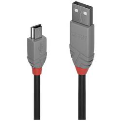 LINDY USB kabel USB 2.0 USB-A zástrčka, USB Mini-B zástrčka 2.00 m černá, šedá pozlacené kontakty 36723