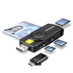 AXAGON CRE-SMP2A externí čtečka paměťových karet USB 2.0, USB-C® USB 2.0 černá