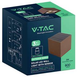 V-TAC VT-409CCT-C 23824-1 venkovní solární nástěnné osvětlení s PIR senzorem LED 9 W rezavě hnědá