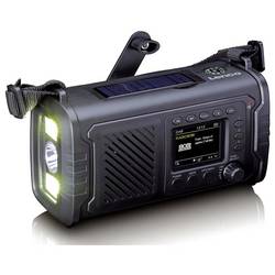 Lenco PDR-055BK PDR-055BK Akumulátorové rádio, DAB+, FM, Bluetooth, DAB+, nouzové rádio, FM, USB, Ruční klika, stolní lampa, funkce alarmu, s akumulátorem,
