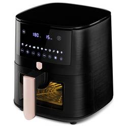 BerlingerHaus BH9604 horkovzdušná fritéza 8 l 1650 W nepřilnavý povlak, horkovzdušný, Kontrolní okénko, funkce časovače, Digitální časovač černá, růžovozlatá