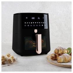 BerlingerHaus BH9604 horkovzdušná fritéza 8 l 1650 W nepřilnavý povlak, horkovzdušný, Kontrolní okénko, funkce časovače, Digitální časovač černá, růžovozlatá