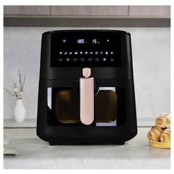 BerlingerHaus BH9604 horkovzdušná fritéza 8 l 1650 W nepřilnavý povlak, horkovzdušný, Kontrolní okénko, funkce časovače, Digitální časovač černá, růžovozlatá