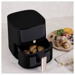BerlingerHaus BH9488 horkovzdušná fritéza 5 l 1 400 W nepřilnavý povlak, horkovzdušný, Kontrolní okénko, funkce časovače, Digitální časovač černá, růžovozlatá
