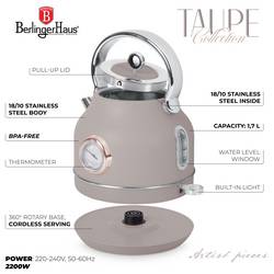 BerlingerHaus rychlovarná konvice, bez BPA, Cool touch pouzdro, ochrana proti přehřátí, tmavě šedá (taupe), BH9514