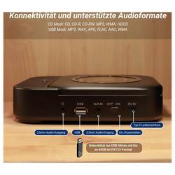 August SE15B MP3 přehrávač černá Bluetooth, reproduktor