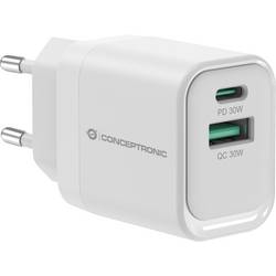 Conceptronic ALTHEA19W33 2-Port 33W GaN USB PD Charg USB nabíječka, USB A, USB-C®, 33 W, Dodávka energie, bílá