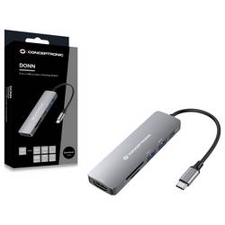 Conceptronic USB-C® dokovací stanice DONN11G 6-in-1 USB 3.2 Gen 1 Docking Sta vč. funkce nabíjení, napájení USB-C®