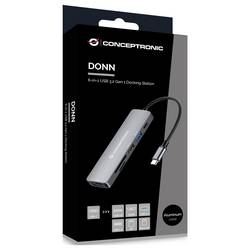Conceptronic USB-C® dokovací stanice DONN11G 6-in-1 USB 3.2 Gen 1 Docking Sta vč. funkce nabíjení, napájení USB-C®