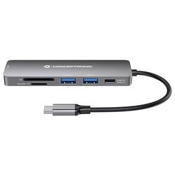 Conceptronic USB-C® dokovací stanice DONN11G 6-in-1 USB 3.2 Gen 1 Docking Sta vč. funkce nabíjení, napájení USB-C®