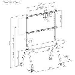 SpeaKa Professional SP-TVC-1600 TV kolečkový vozík 124,5 cm (49) - 203,2 cm (80) podlahový stojan, nastavitelná výška