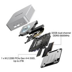 GEEKOM mini PC (HTPC) A6 AMD Ryzen 7 6800 4.7 GHz 16 GB RAM 1 TB SSD AMD Radeon 680M Win 11 Pro Mini A6-1, AMD Ryzen 7 6800 16 GB + 1T