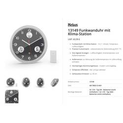 Mebus 13149 DCF rádiové hodiny 30 cm , hliník, tiché hodiny (bez tikání)