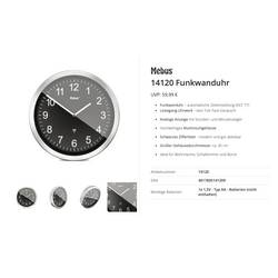 Mebus 14120 DCF rádiové hodiny 45 cm , hliník, tiché hodiny (bez tikání)