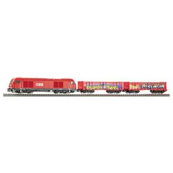 PIKO 57033 Startovací set kids nákladní vlak Rh 2016 ÖBB H0 se dvěma otevřenými nákladními vozy Eaos