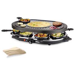 Princess 01.162700.01.001 raclette gril 8 pánví, nepřilnavý povlak černá, nerezová ocel