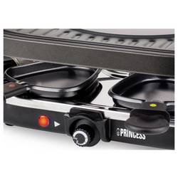Princess 01.162700.01.001 raclette gril 8 pánví, nepřilnavý povlak černá, nerezová ocel