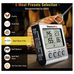 ThermoPro TP17 grilovací teploměr pro trouby a meření telpoty v jádře potravin potraviny ke grilování, zobrazení ve °C/°F, pečení