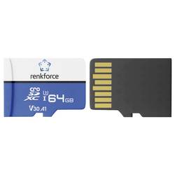 Renkforce RFmSD64 paměťová karta microSDXC 64 GB A1 Application Performance Class, v30 Video Speed Class vč. SD adaptéru, výkonnostní standard A1