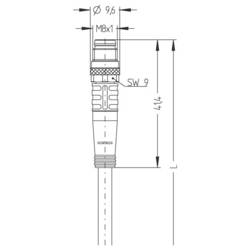 Escha AL-SKP3-2-AL-SSP3/S370 Spojovací kabel, 8044002, piny: 3, 2.0 m, 1 ks