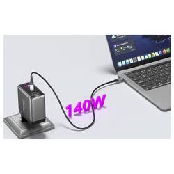 VOLTCRAFT UC-140W01 USB nabíječka, GaN, USB Power Delivery (USB-PD) , Rychlonabíječka, 1x USB A , 3x USB-C®, 140 W, Dodávka energie, černá