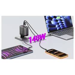 VOLTCRAFT UC-140W01 USB nabíječka, GaN, USB Power Delivery (USB-PD) , Rychlonabíječka, 1x USB A , 3x USB-C®, 140 W, Dodávka energie, černá
