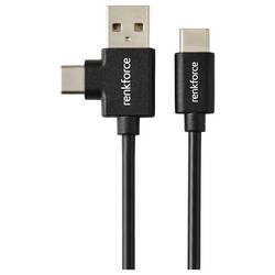 Renkforce USB kabel USB 2.0 USB-C ® zástrčka, USB-A zástrčka 2.00 m černá RF-7116122