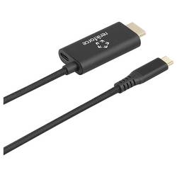 Renkforce USB-C® / HDMI kabel USB-C ® zástrčka, Zástrčka HDMI-A, USB-C ® zásuvka 1.00 m černá RF-7116128 s nabíjecí zásuvkou , 4K UHD Kabel pro displeje USB-C®