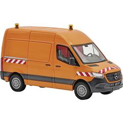 Busch 54008 H0 model autobusu Mercedes Benz Sprinter krátká střecha kola, oranžová s bílými/červenými výstražnými pruhy