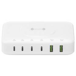 4Smarts Stolní nabíječka, GaN, USB Power Delivery (USB-PD) , bezdrátová nabíječka, 2x USB A, 4x USB-C®, Qi standard, 100 W, Quick Charge 3.0, Dodávka energie,