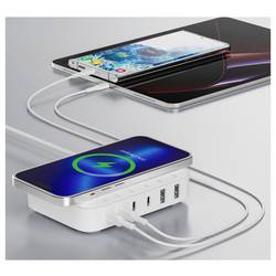 4Smarts Stolní nabíječka, GaN, USB Power Delivery (USB-PD) , bezdrátová nabíječka, 2x USB A, 4x USB-C®, Qi standard, 100 W, Quick Charge 3.0, Dodávka energie,