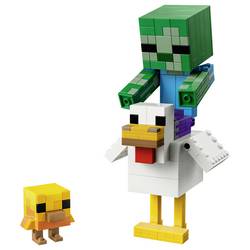 21582 LEGO® MINECRAFT Hračky slepičí; pokojové deko videohry s zombie, kuřemi a kuřaty; zařízení na sběr a vystavování; dárek pro hráče od 9 let