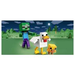 21582 LEGO® MINECRAFT Hračky slepičí; pokojové deko videohry s zombie, kuřemi a kuřaty; zařízení na sběr a vystavování; dárek pro hráče od 9 let